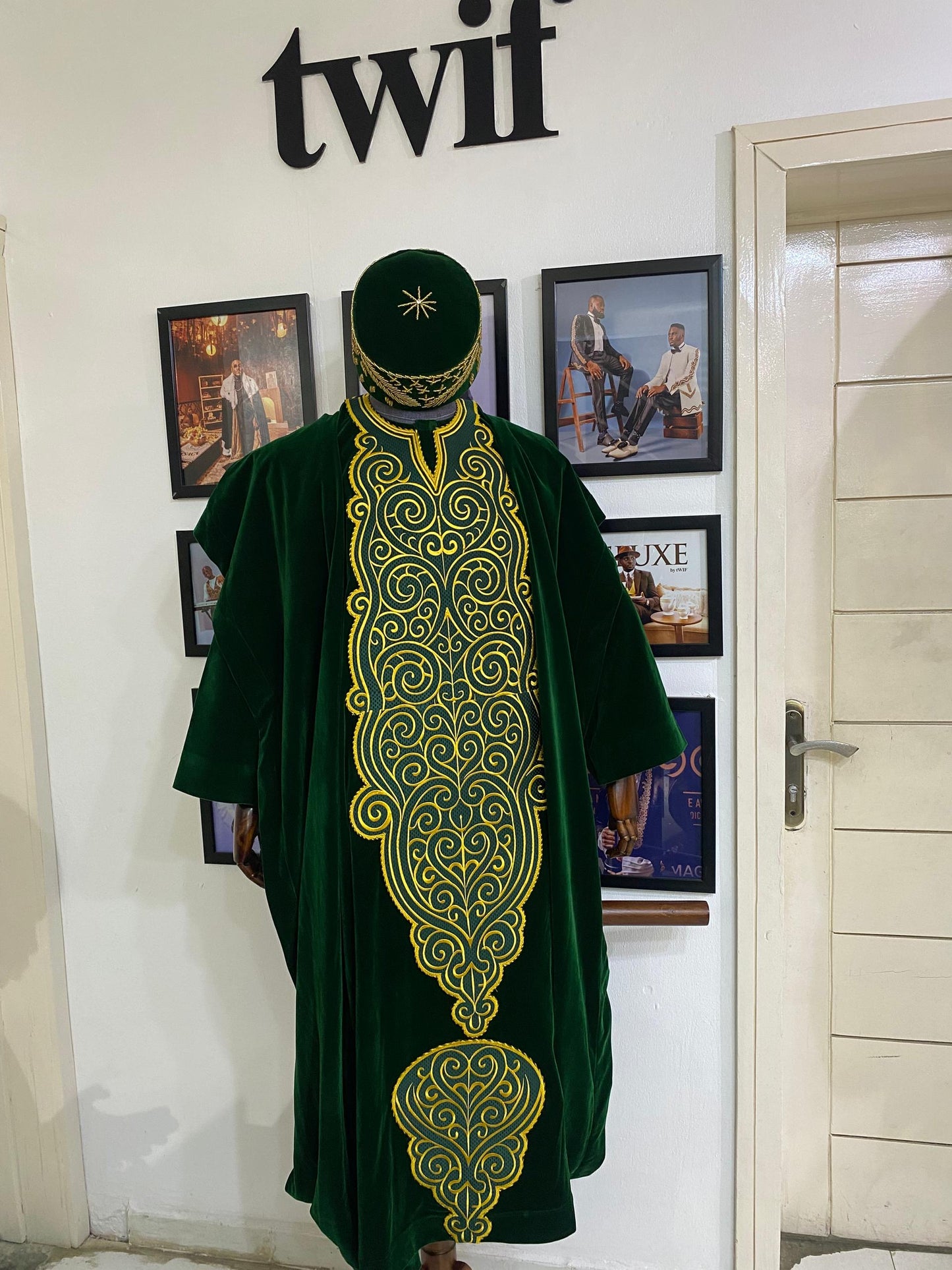 Green Velvet full embroidery Agbada