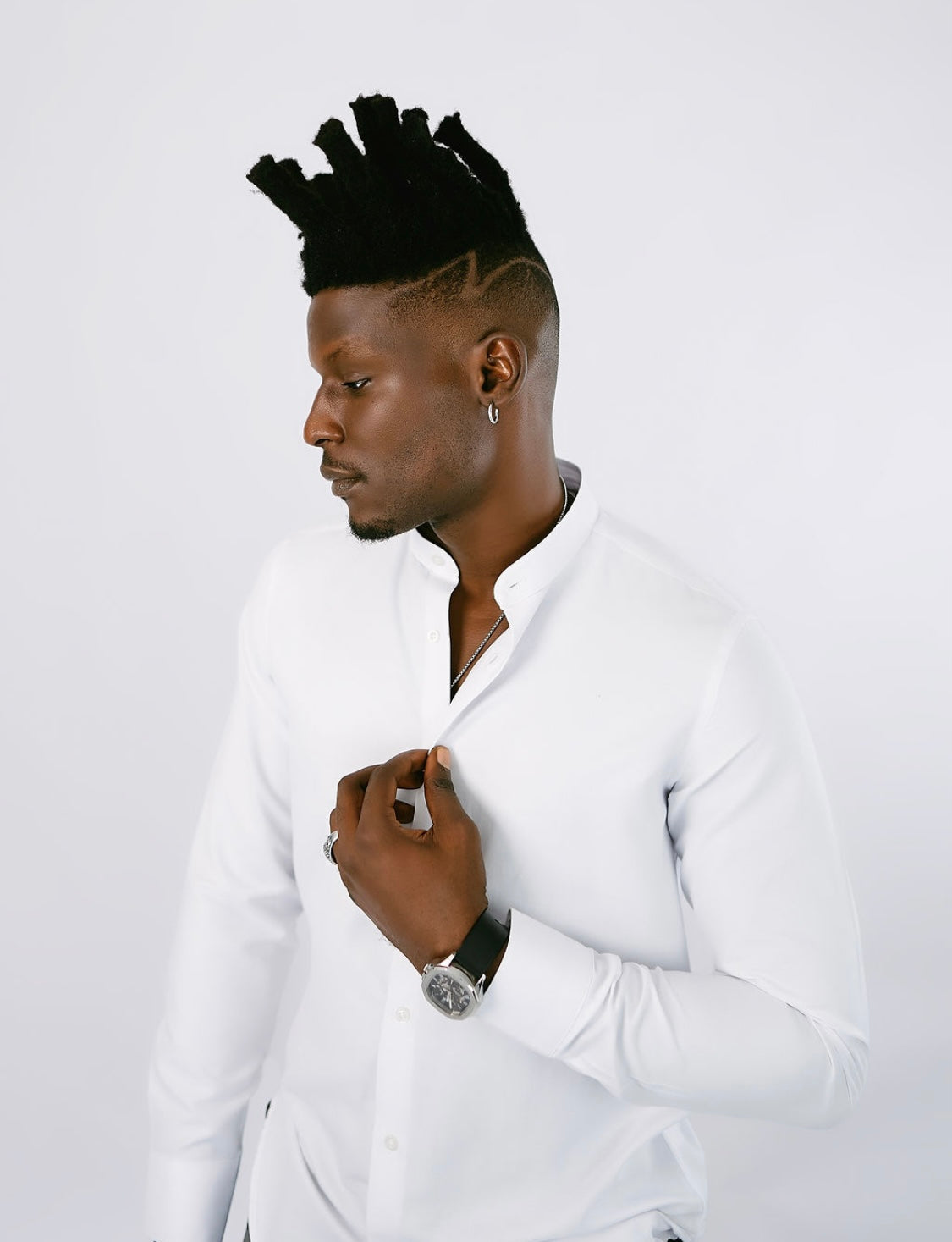 White Oxford Bishop Collar Shirt