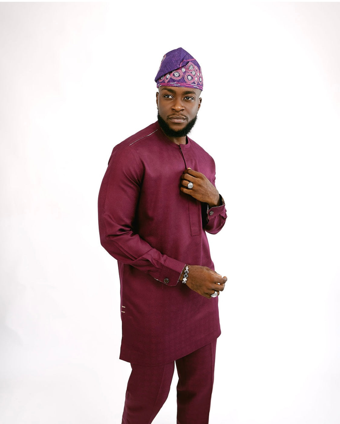 Magenta Long Sleeve Kaftan (RTW)