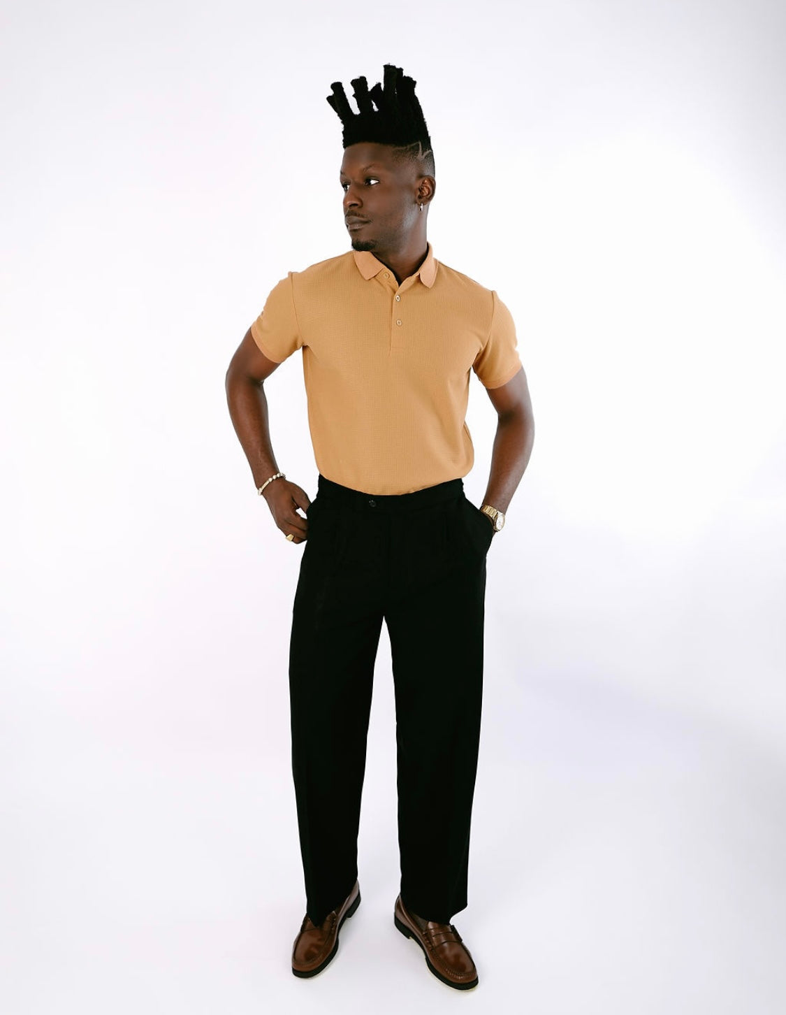 Brown Knitted Button Polo