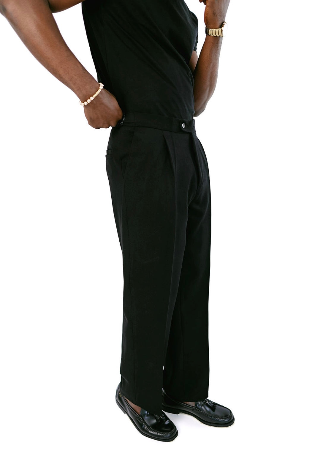Black Loose Fit Beltless Pant