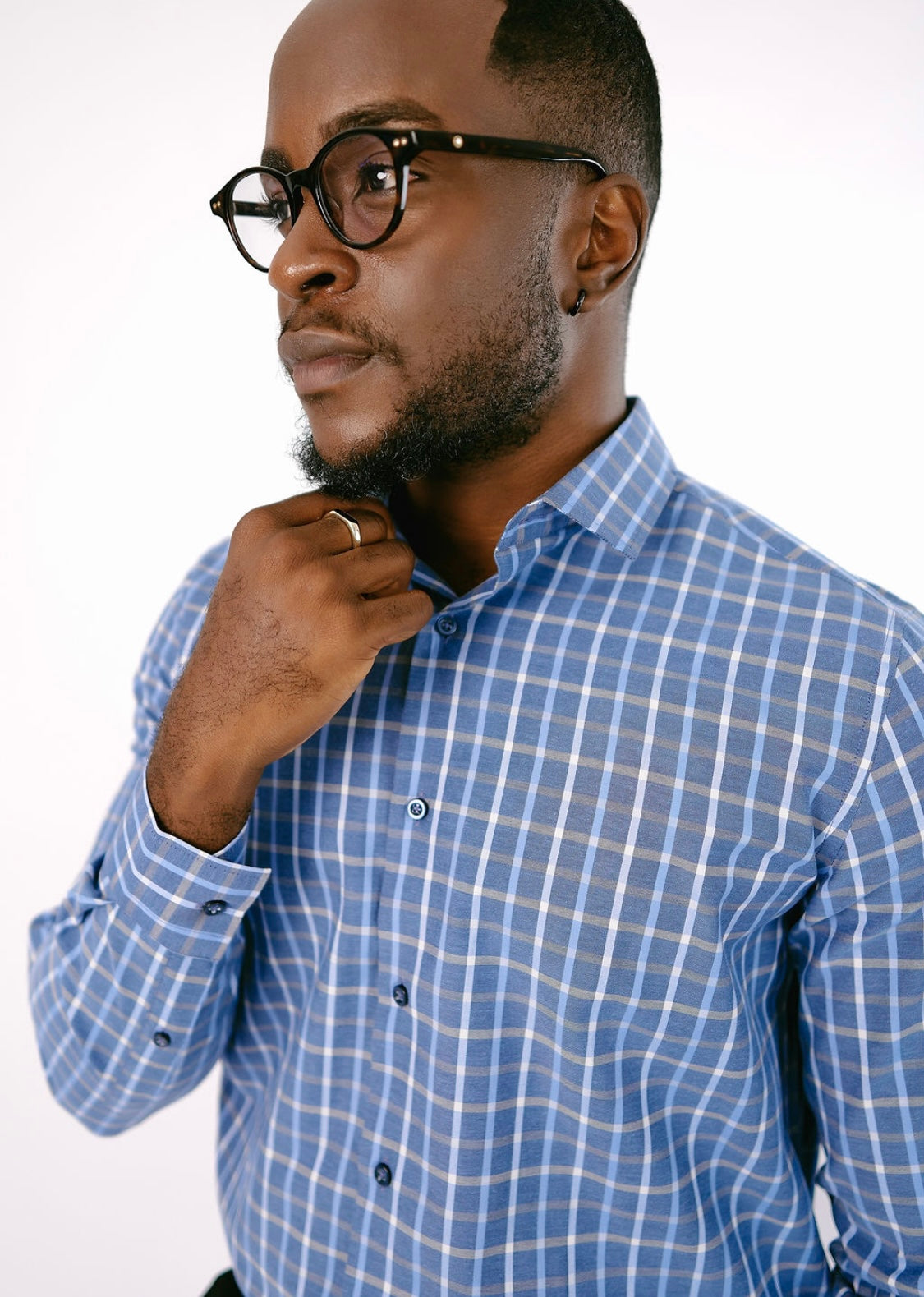 Midnight blue checkered shirt