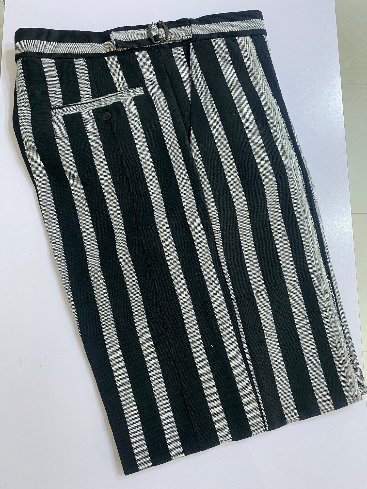 Black And White Stripe Aso Oke Trouser