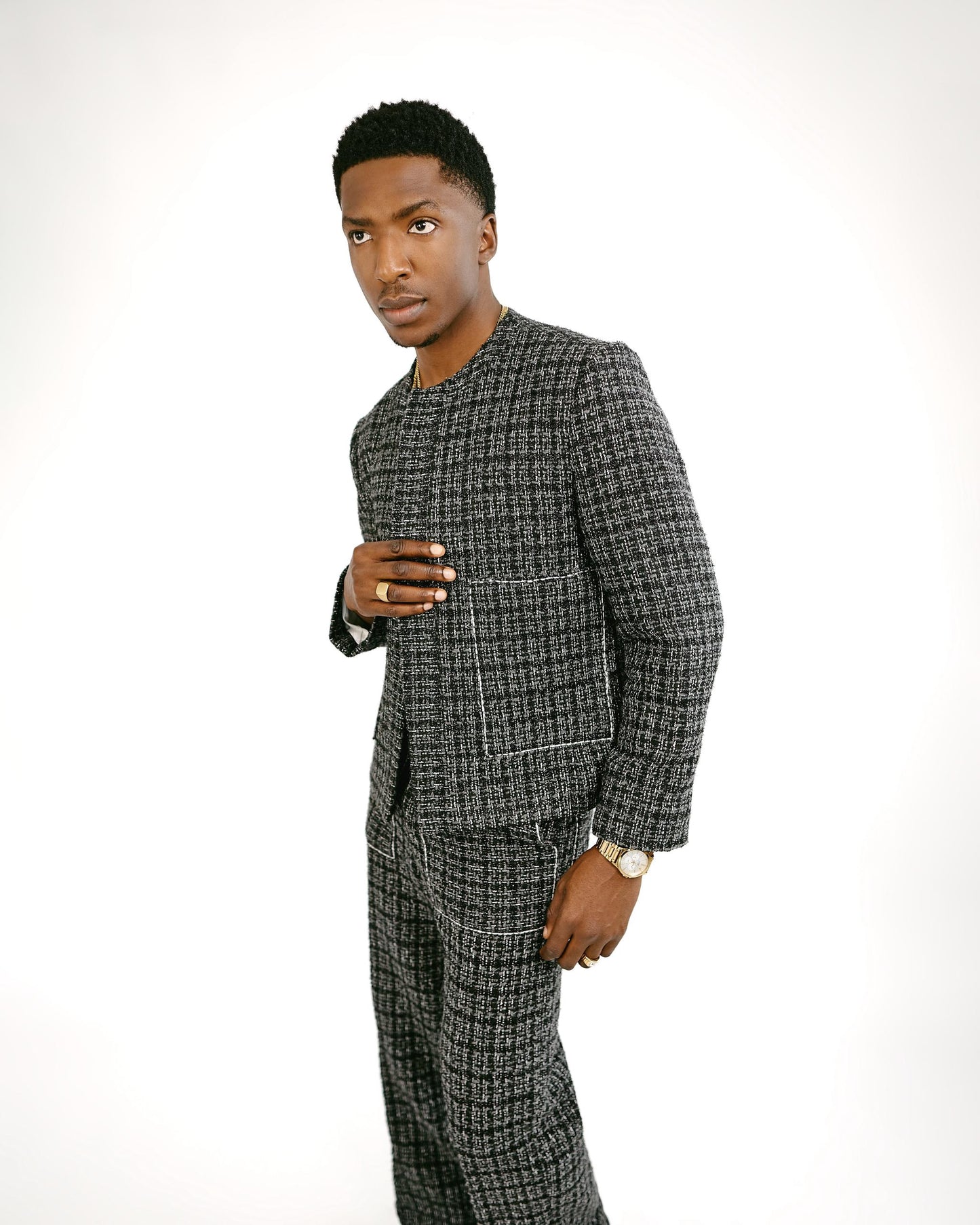 Black Tweed Trucker Jacket and Pants