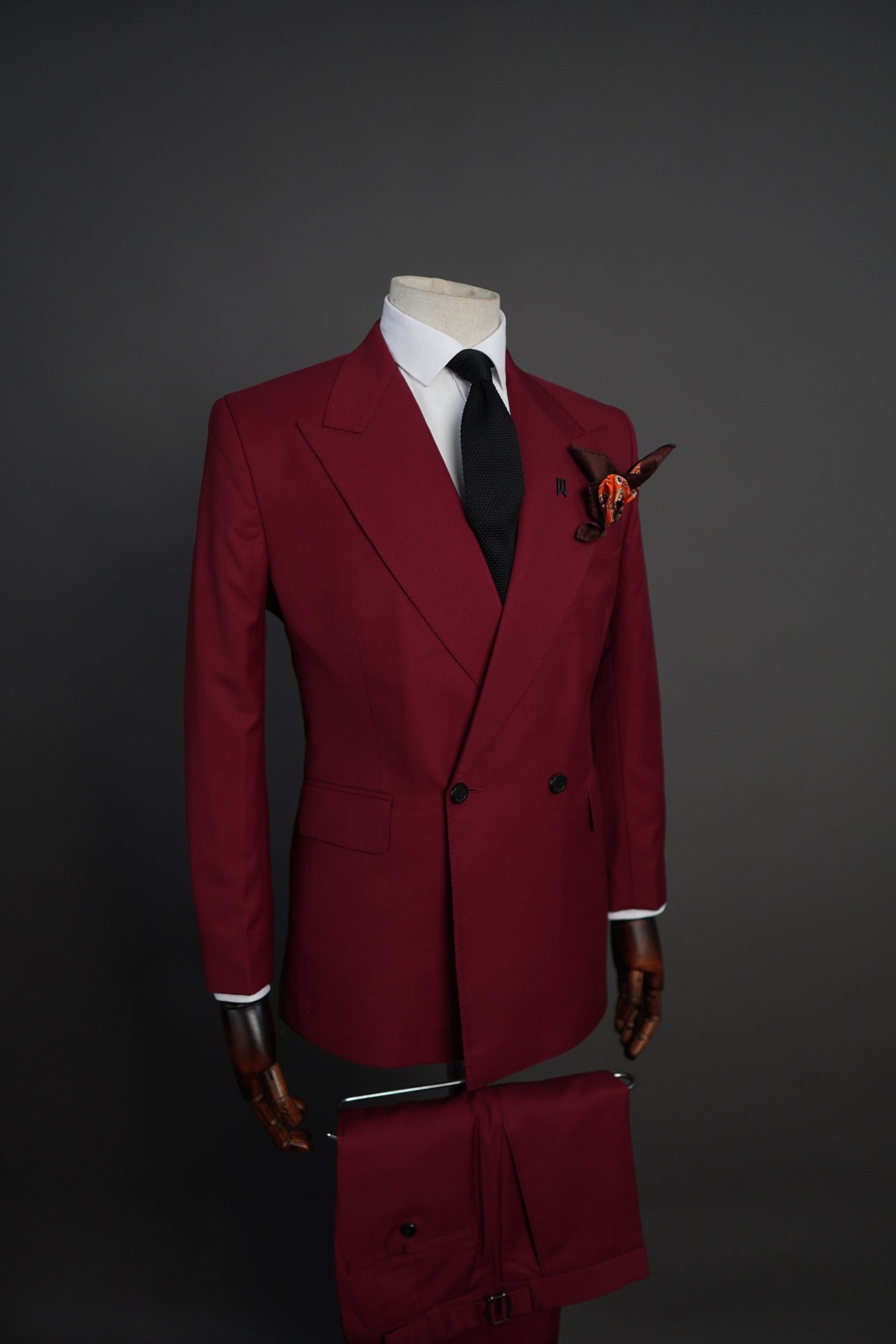 A Wine Red Double Breasted Two Piece Suit