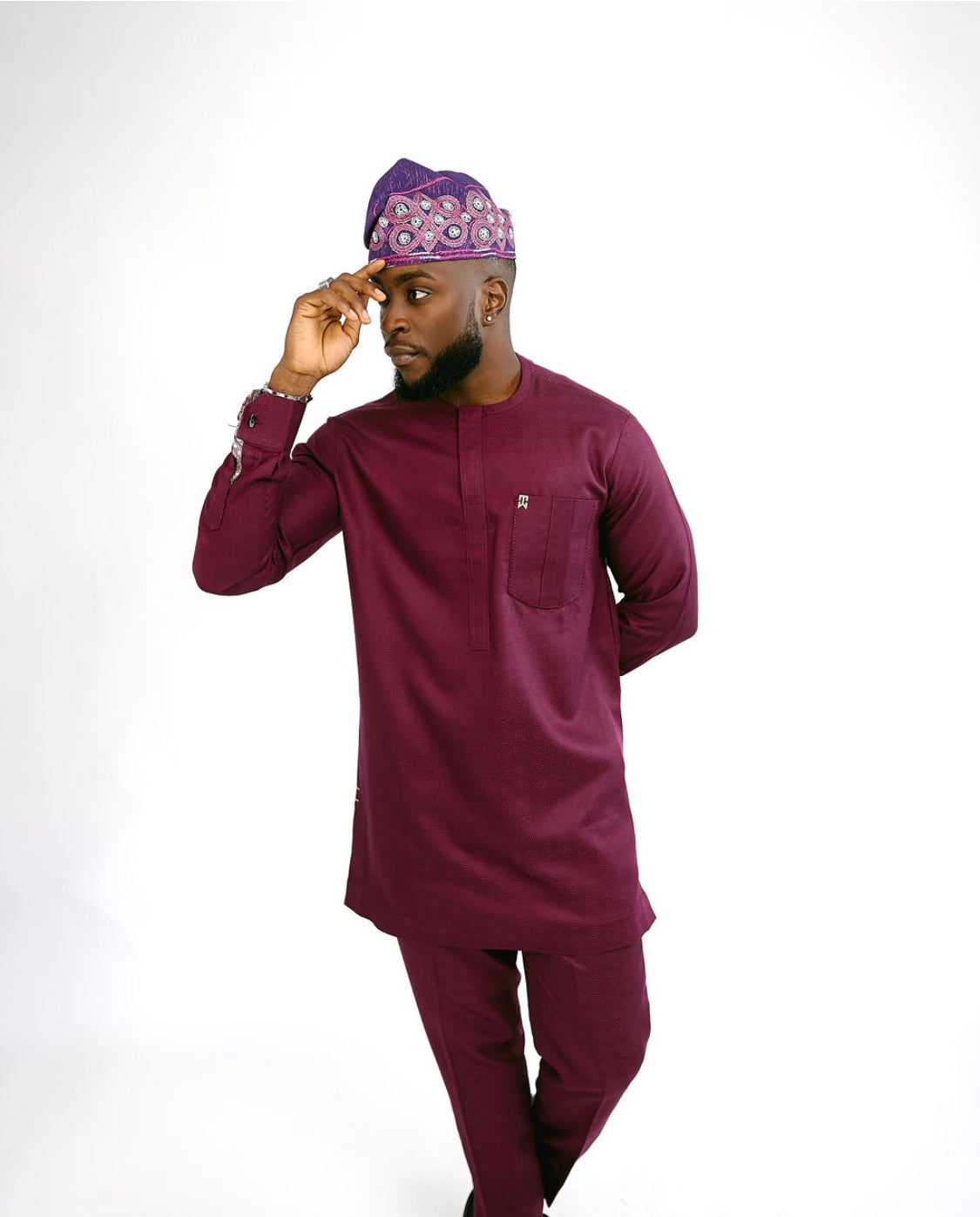 Magenta Long Sleeve Kaftan (RTW)