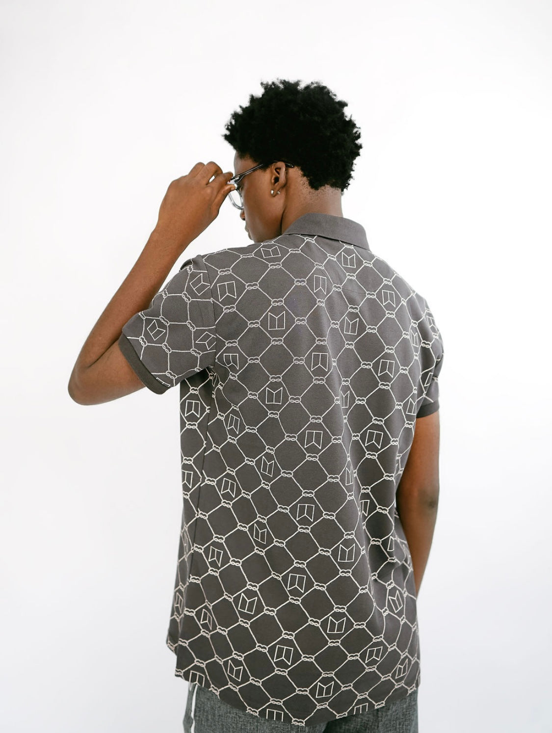 Grey Full Print Polo