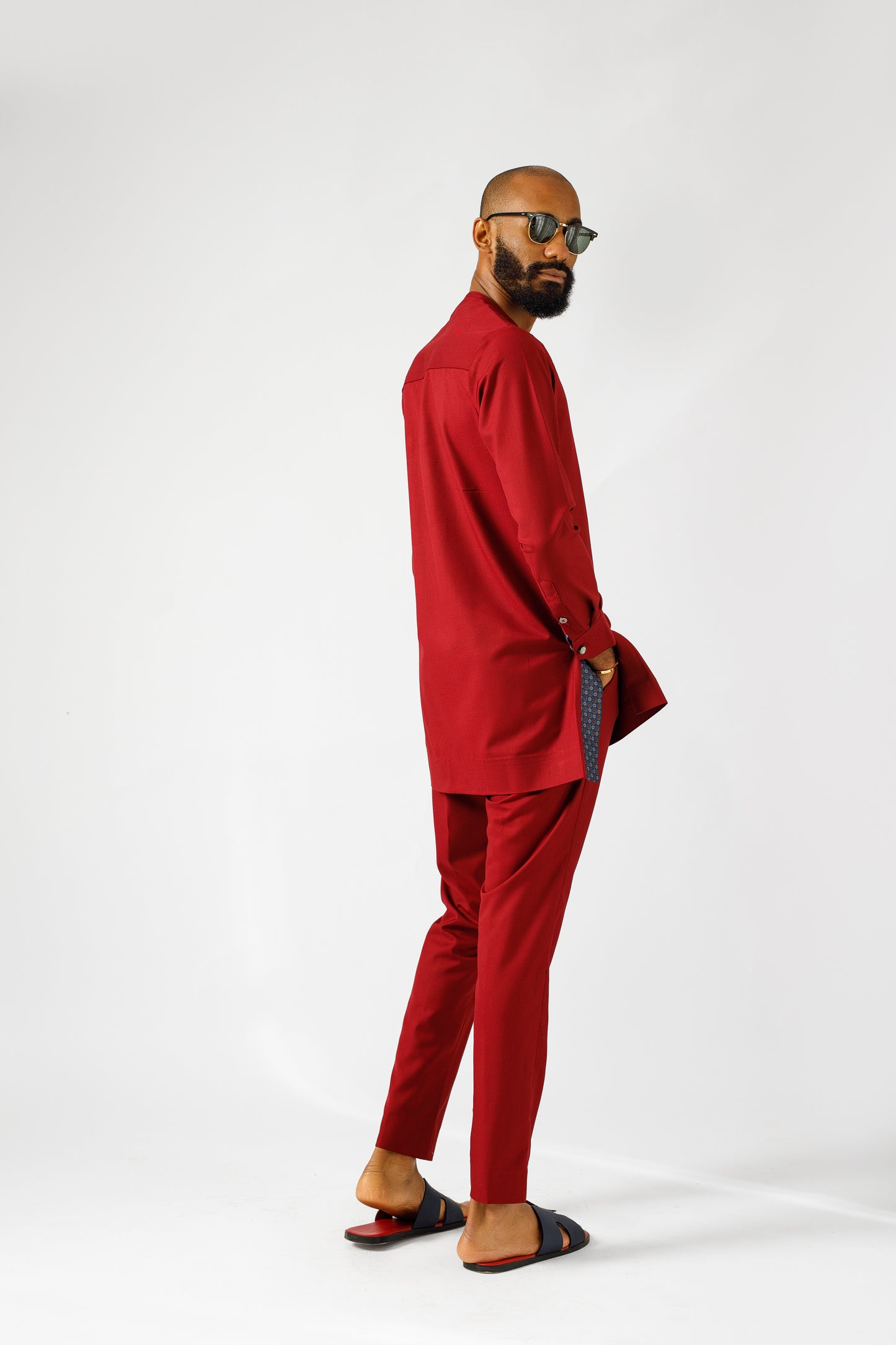 Burgundy kaftan long sleeve (RTW)