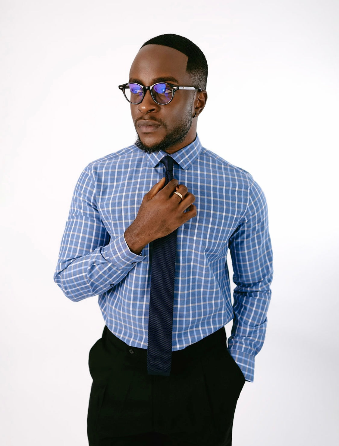 Midnight blue checkered shirt