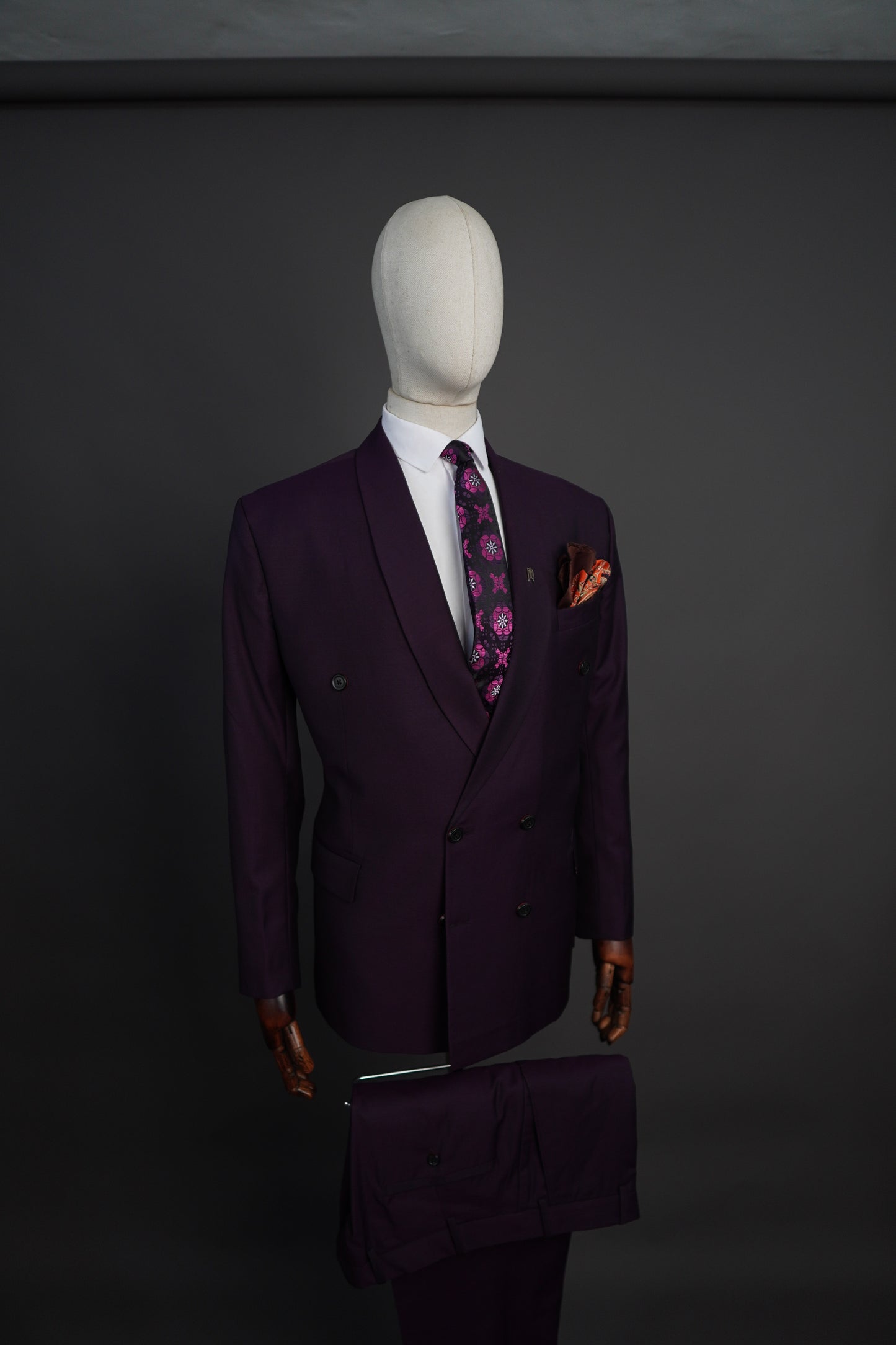 Purple Semi Double Breasted Two Piece Suit
