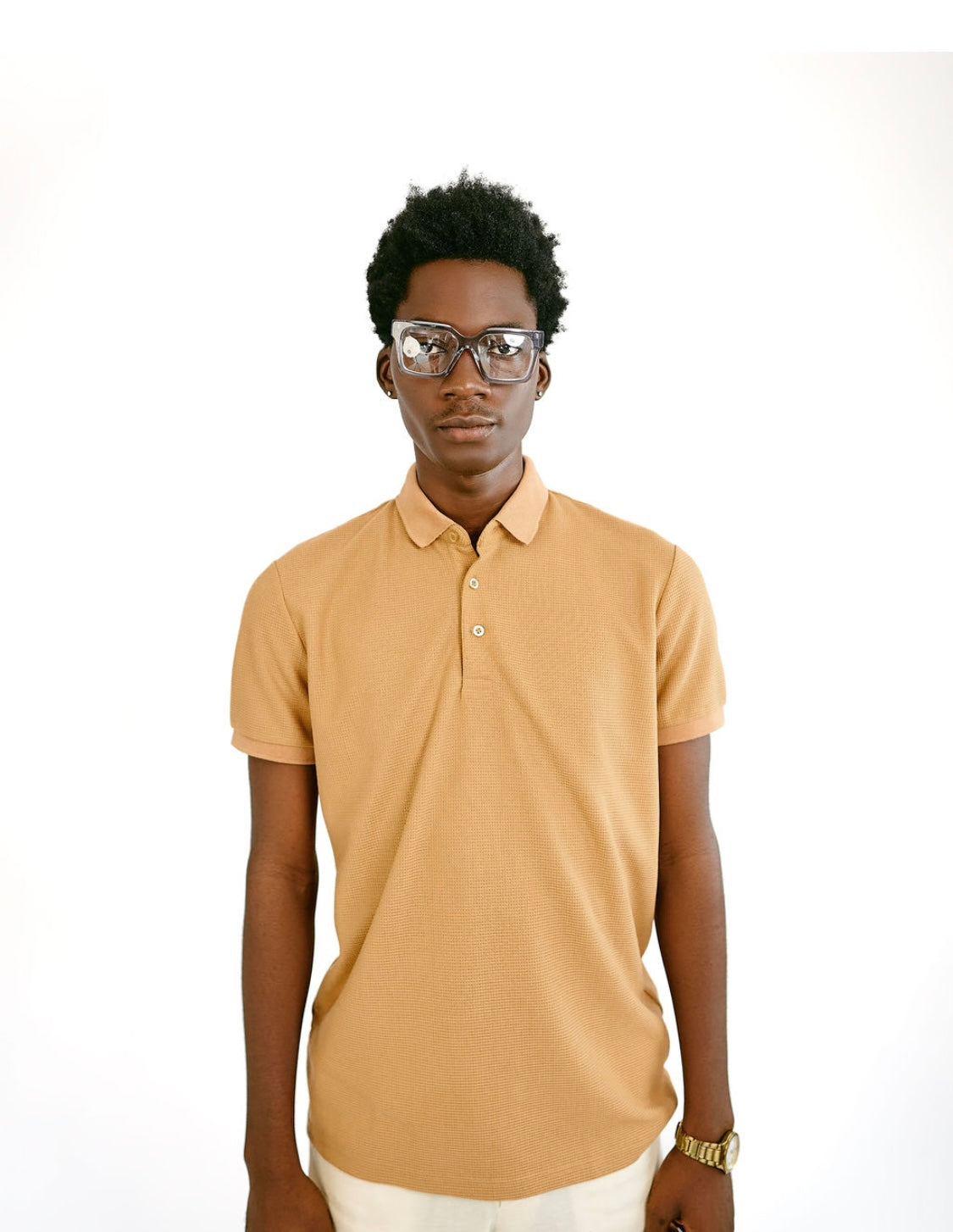 Brown Knitted Button Polo