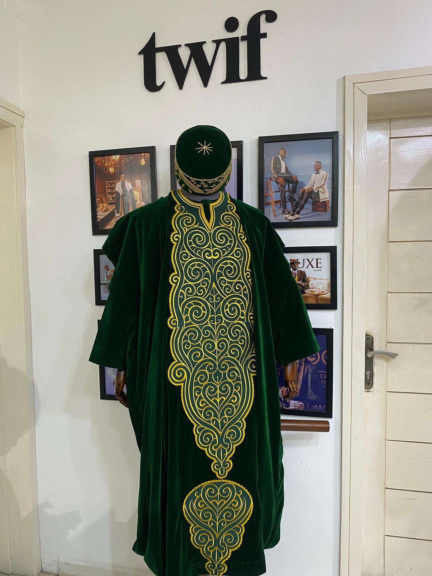 Green Velvet full embroidery Agbada