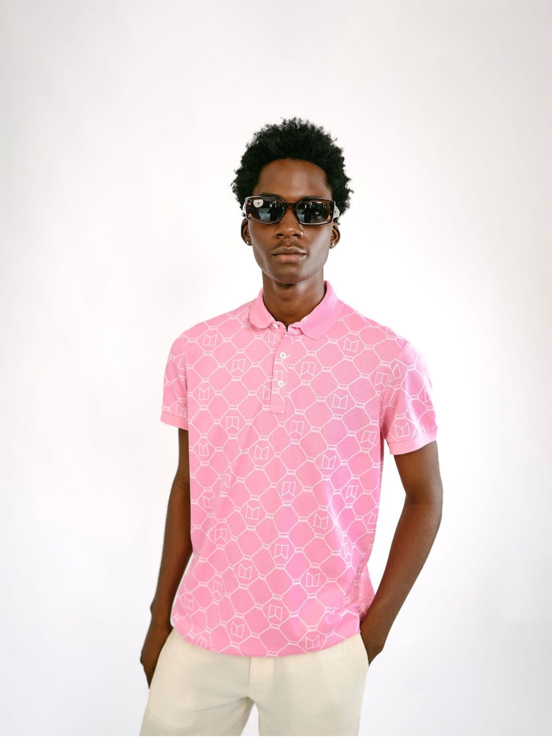 Pink Full Print Polo