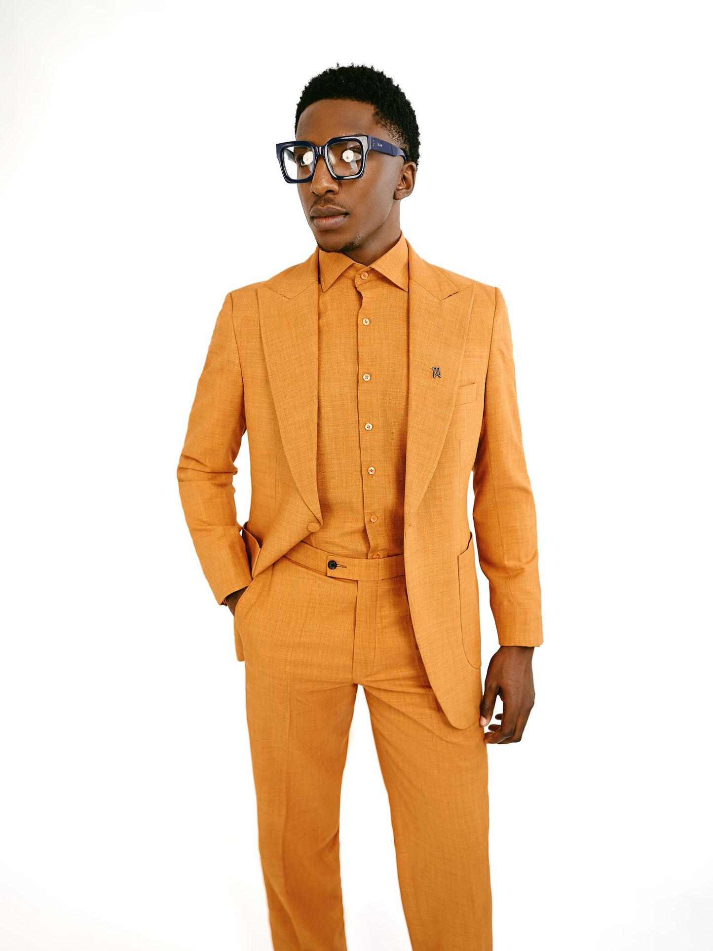 Orange three piece suit