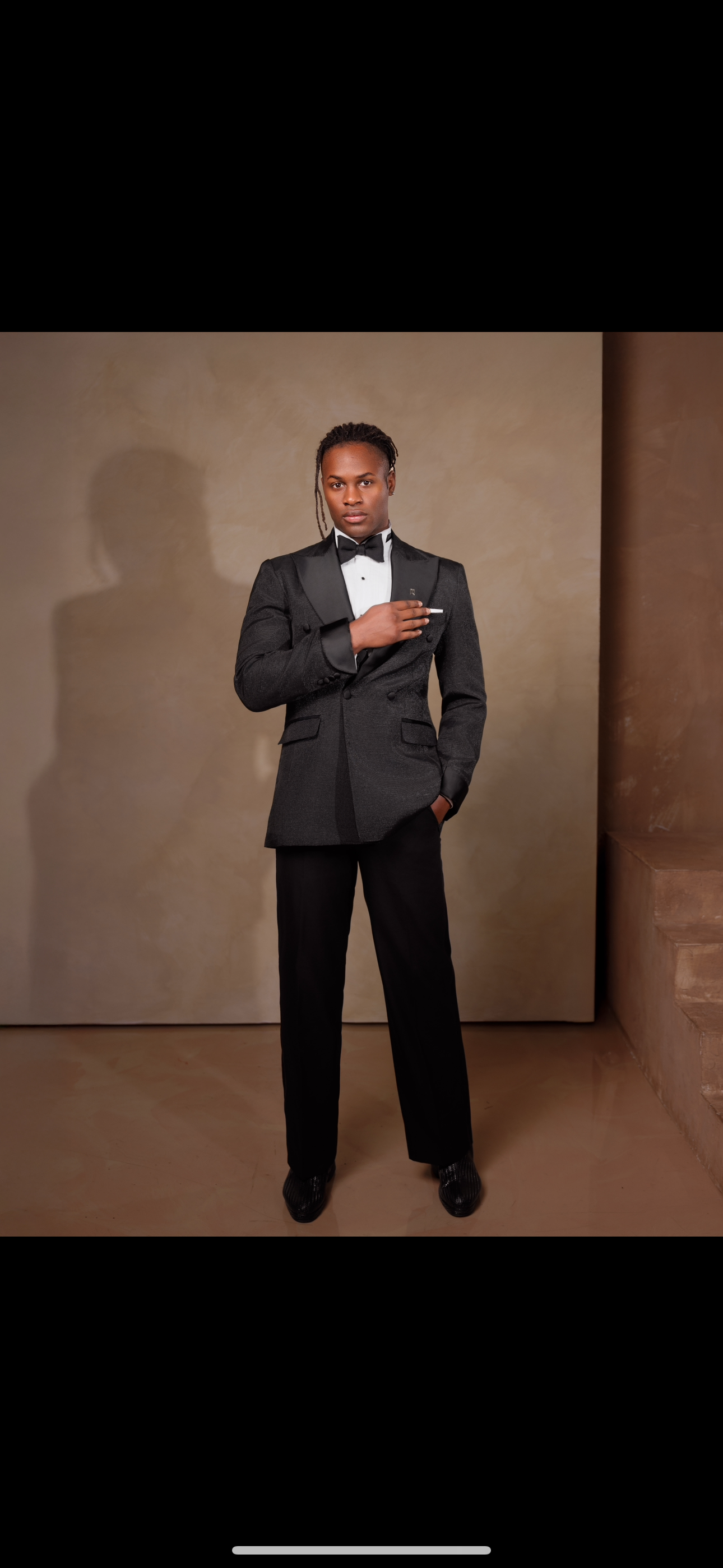 Black Oluwo Aso Oke Tuxedo