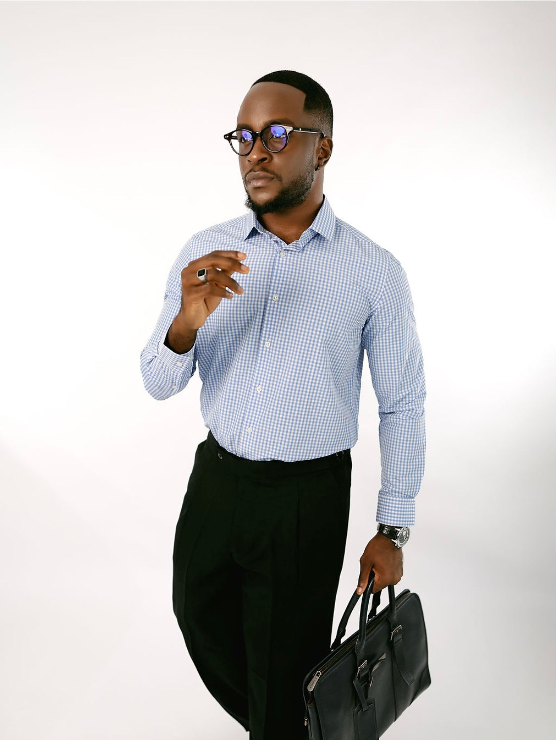 Sky blue checkered shirt