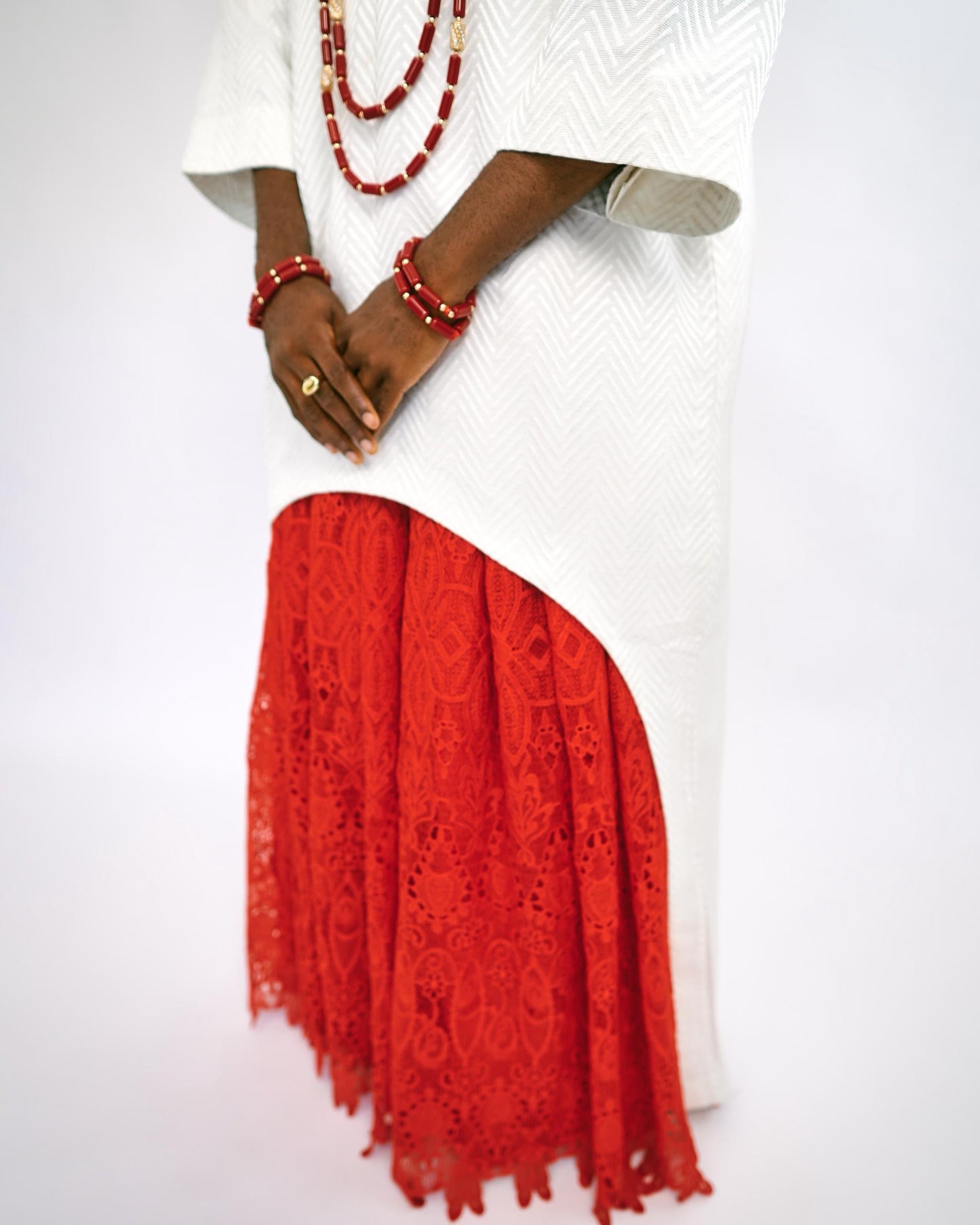 Ivory and Red Isi Agu Traditional