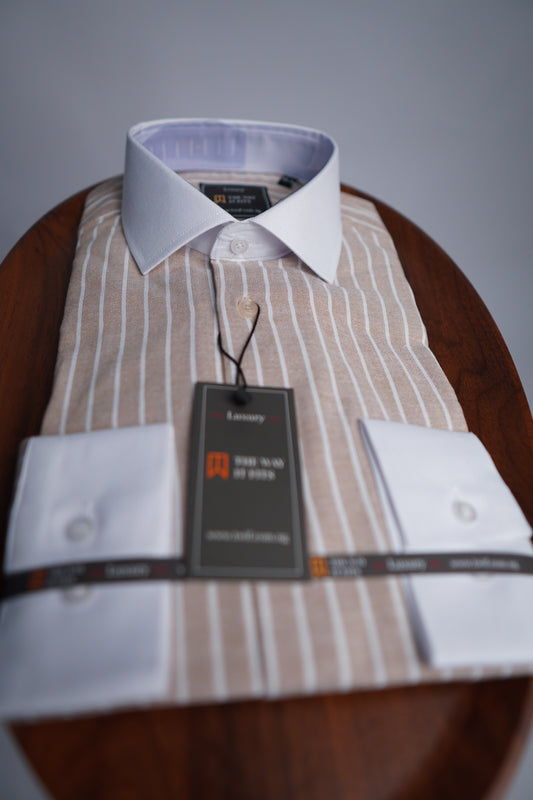 Brown Stripe with White Collar