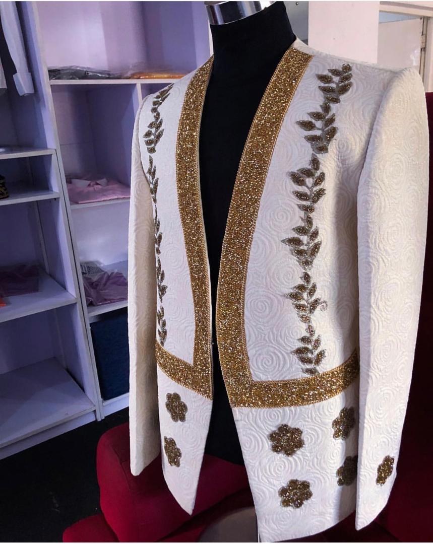 Ivory and Gold Embellished Jacket