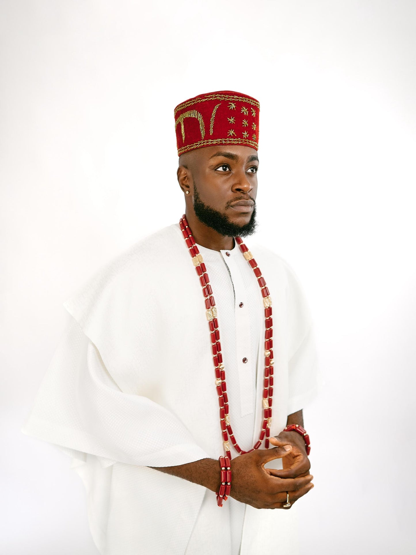 Ivory Jacquard cape Traditional