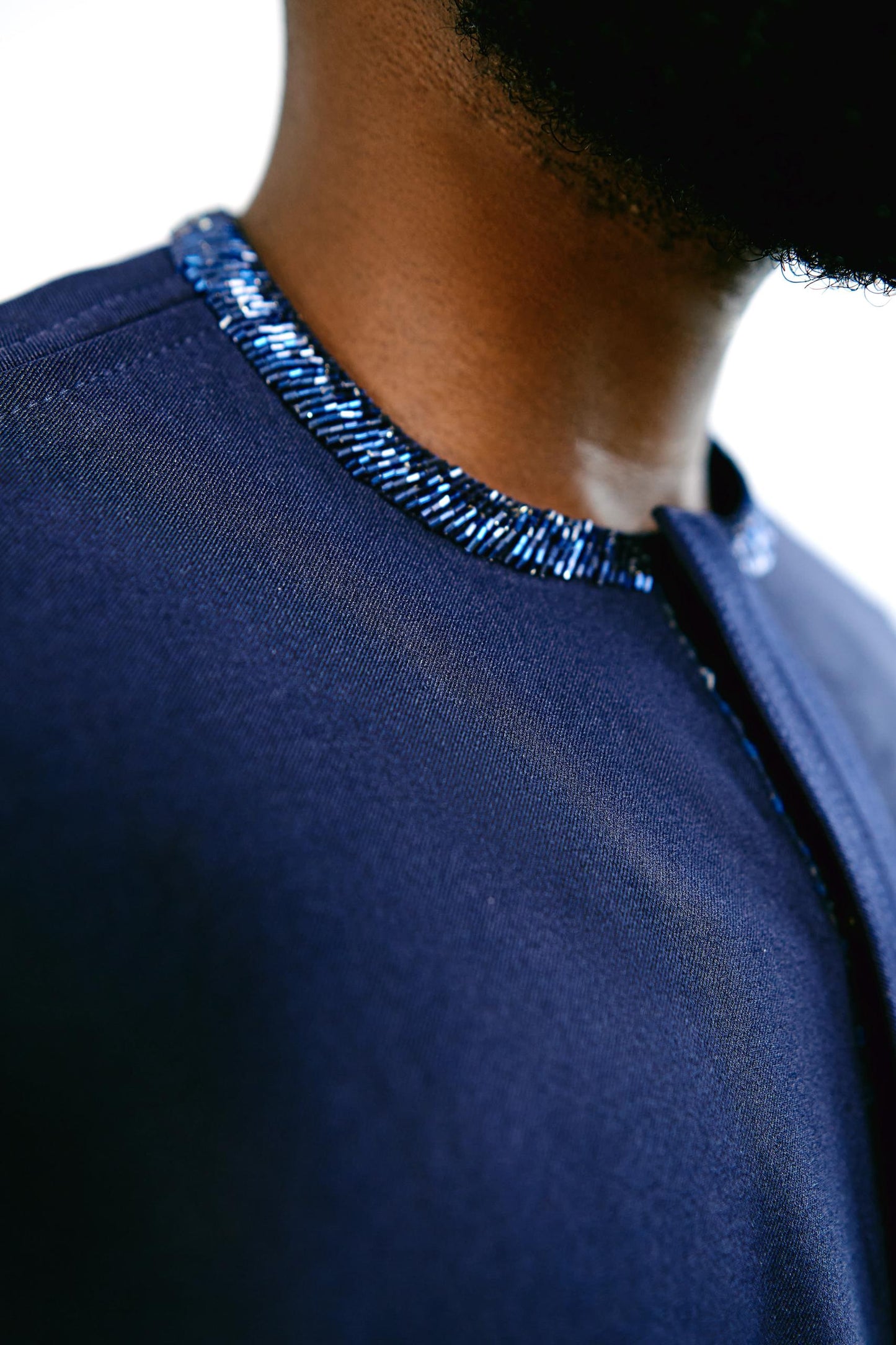 Navy blue neck beaded Native