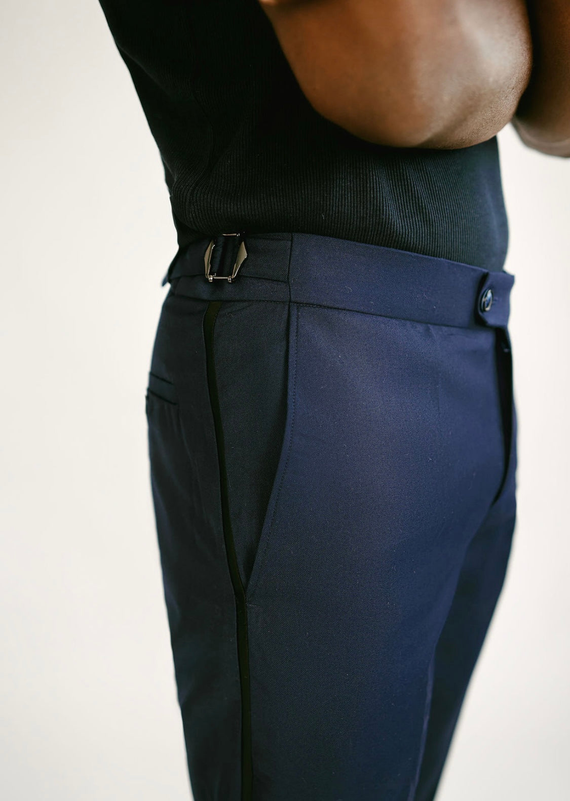 Navy blue tuxedo pant