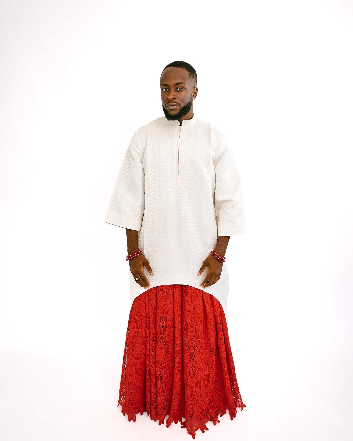 Ivory and Red Isi Agu Traditional