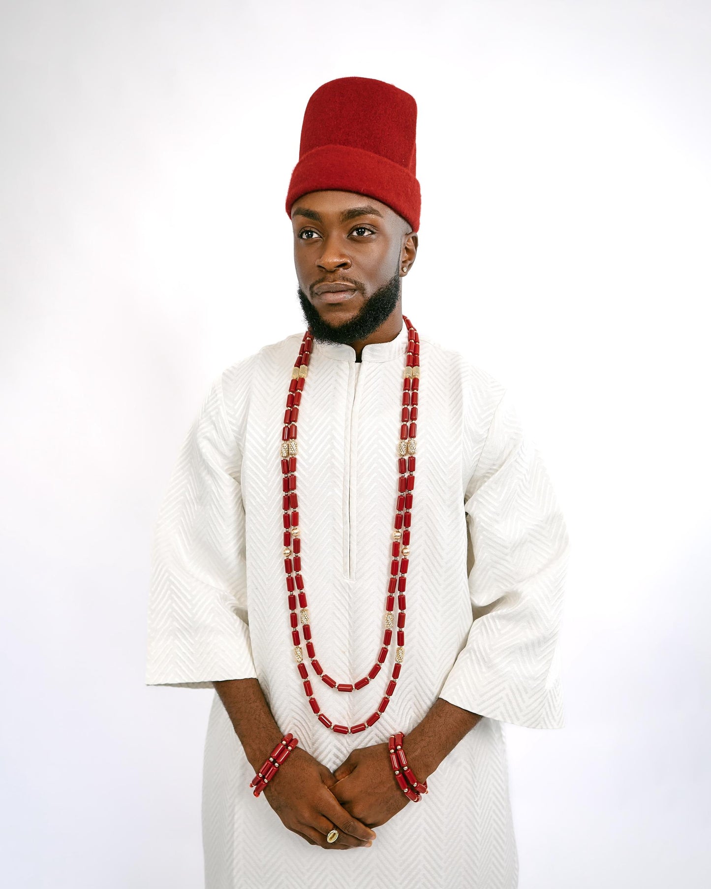 Ivory and Red Isi Agu Traditional