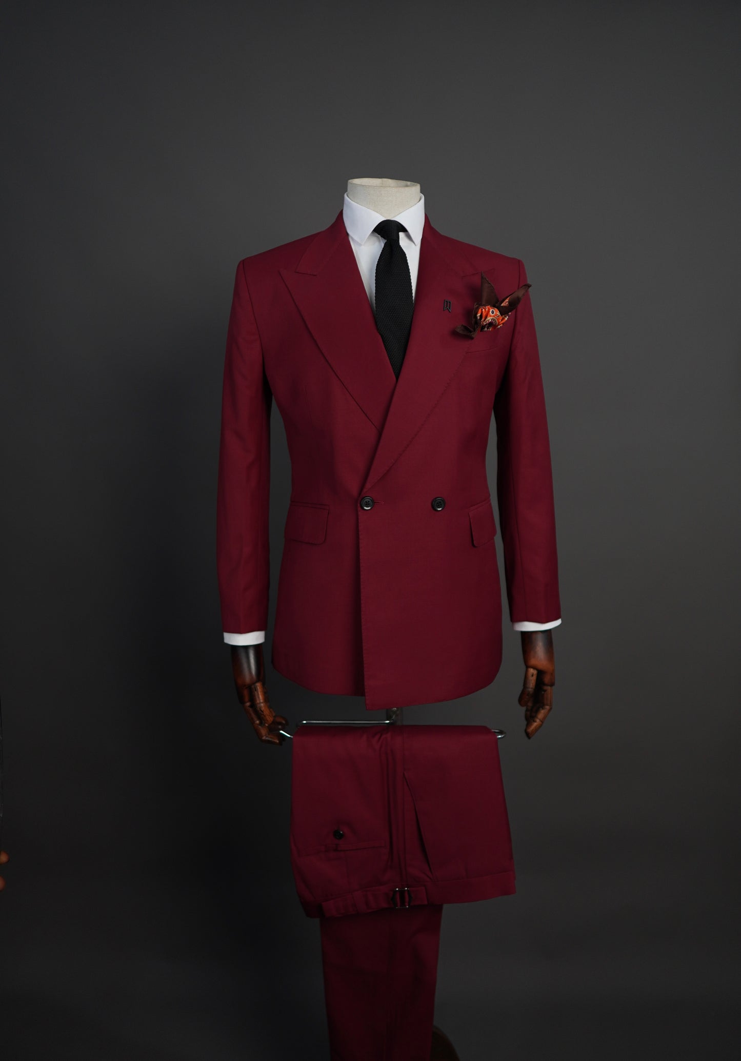A Wine Red Double Breasted Two Piece Suit