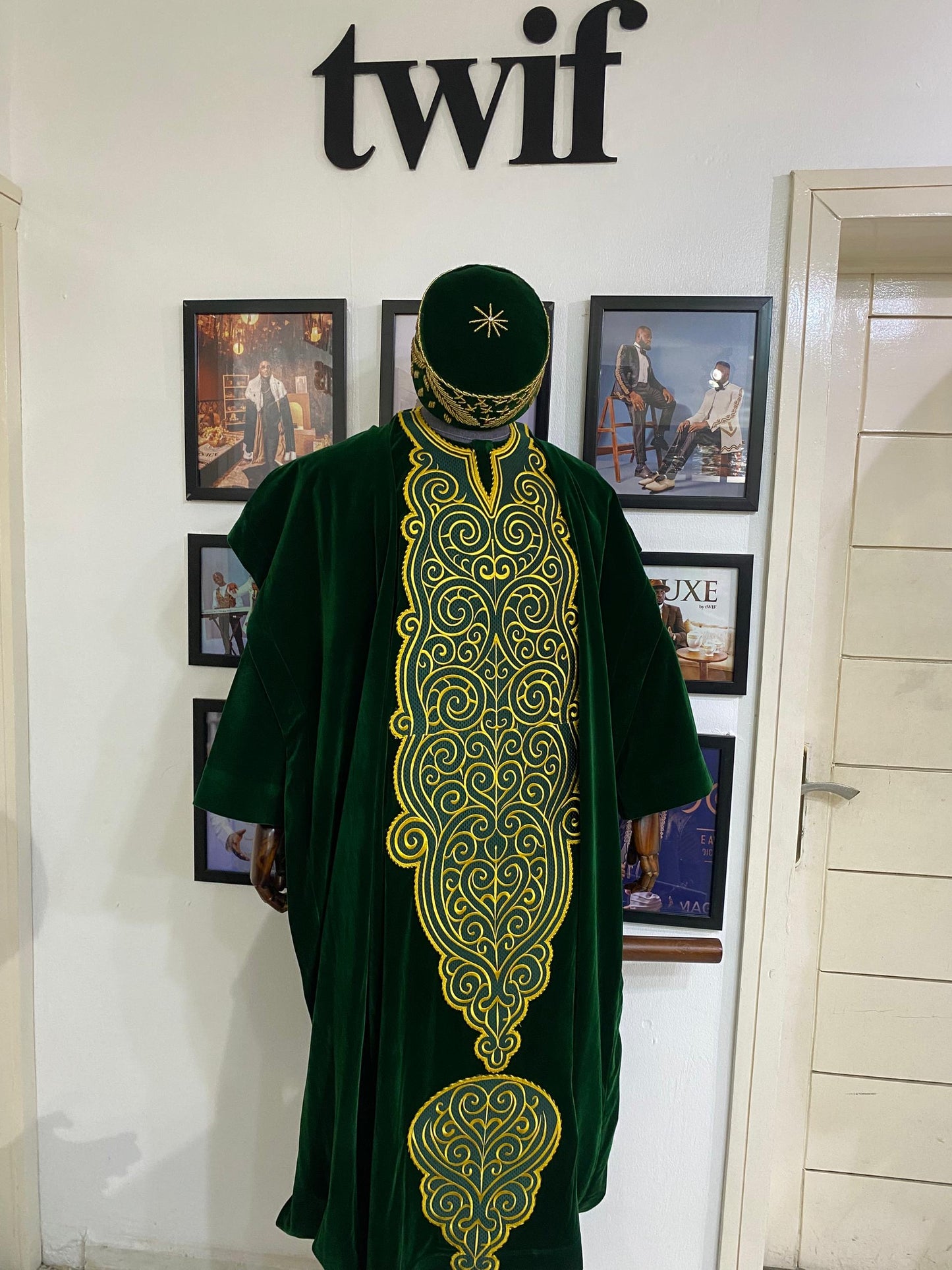 Green Velvet full embroidery Agbada