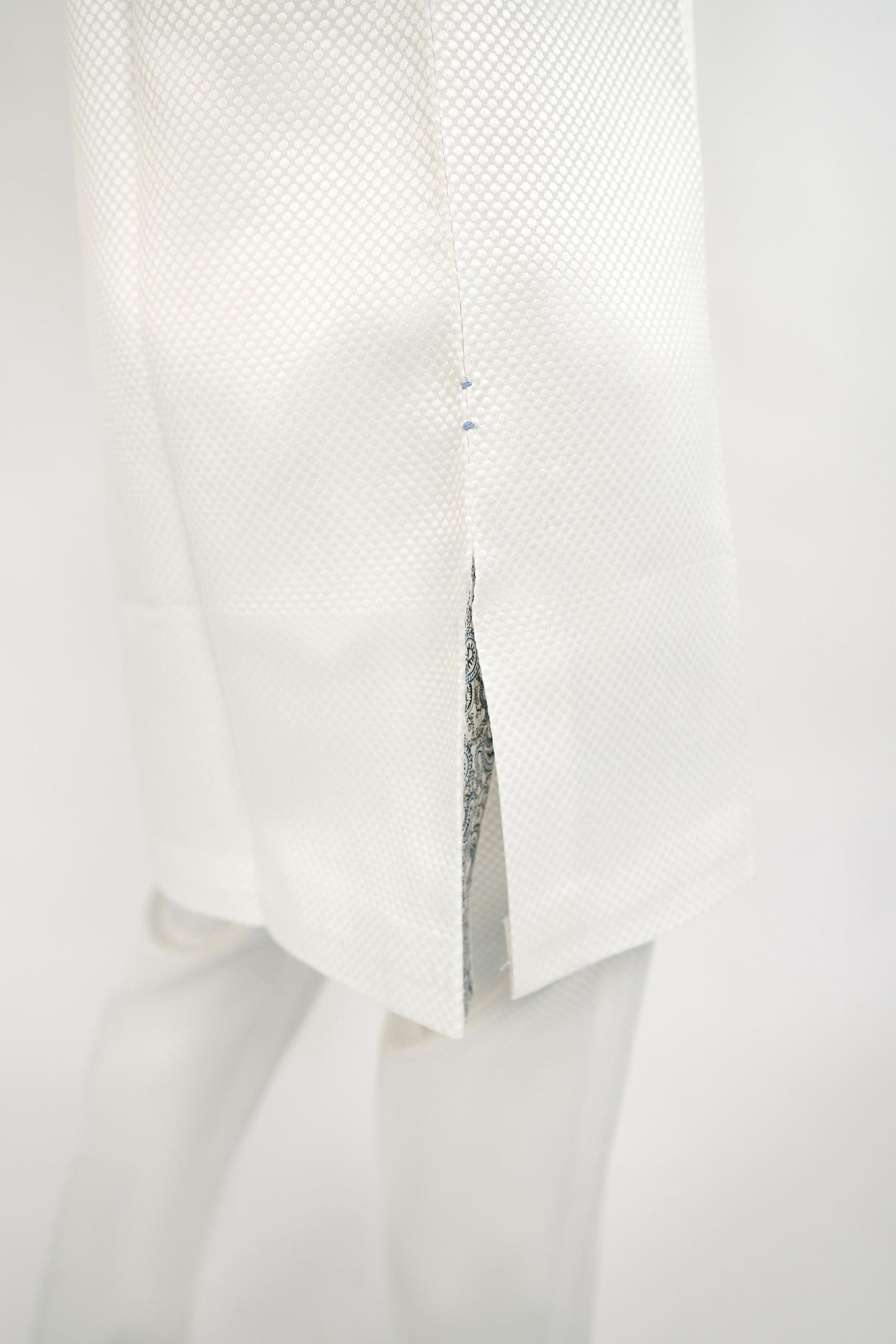 White Jacquard Three Quarters Sleeve Native