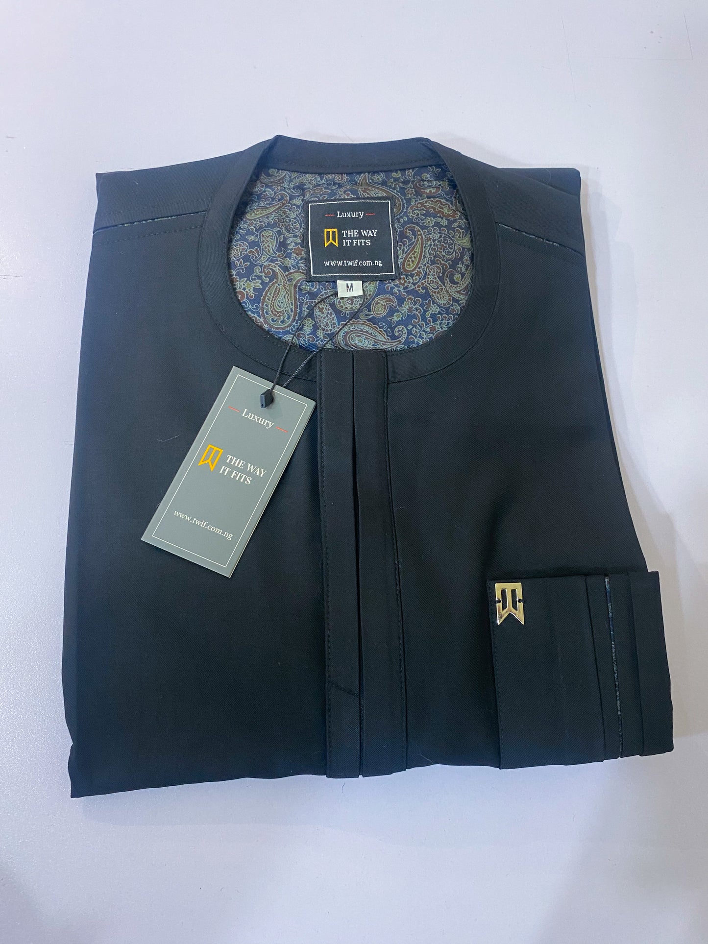 Black Kaftan with flap and pocket detailing (RTW)