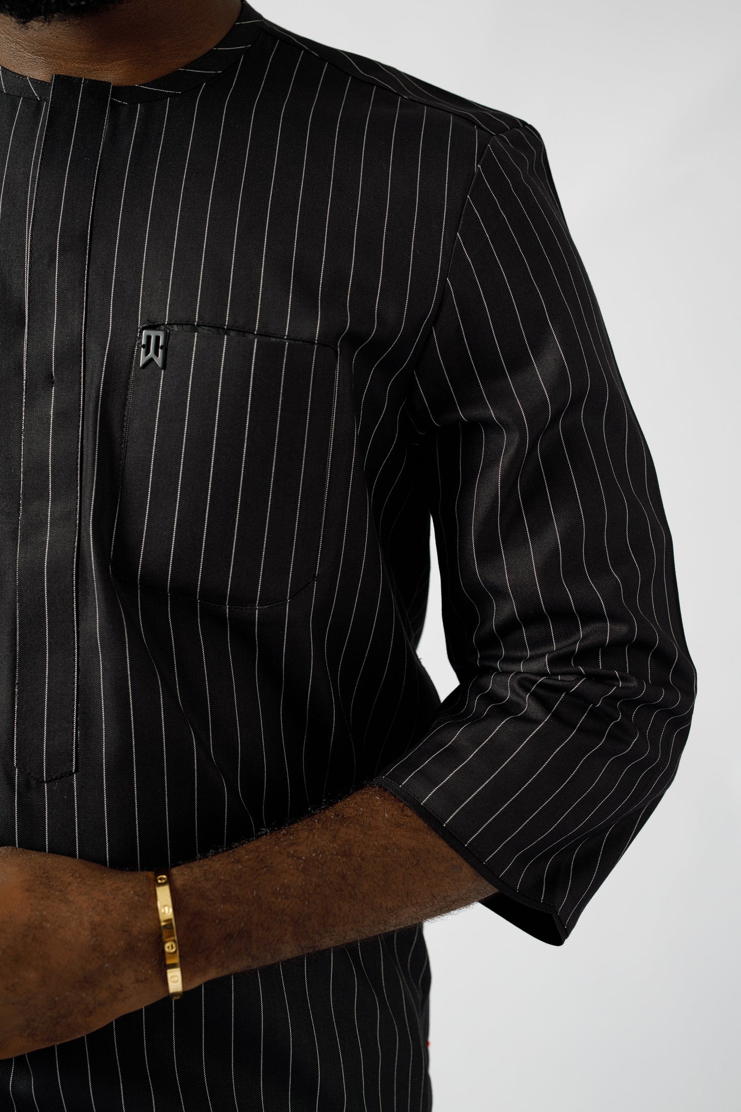 Black kaftan 3/4 sleeve with inner patch pockeT