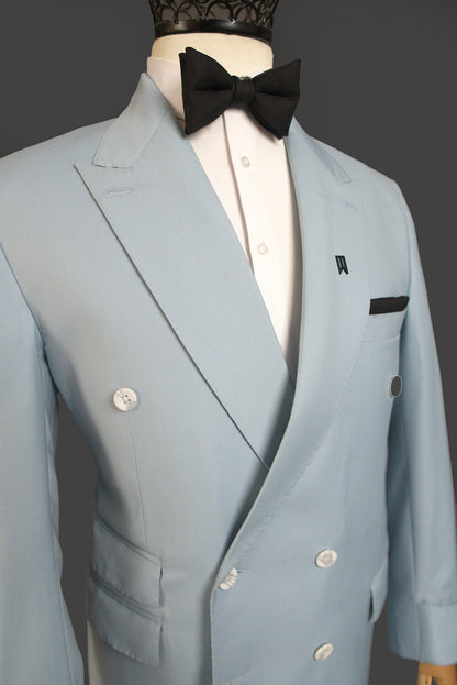 Sky Blue Double Breasted Suit