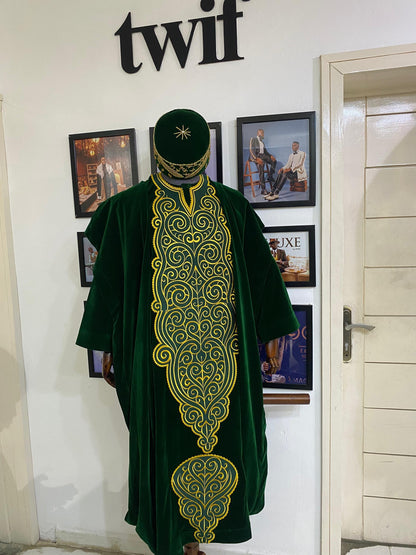 Green Velvet full embroidery Agbada