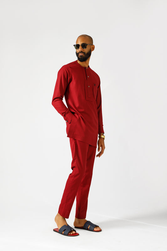 Burgundy kaftan long sleeve (RTW)
