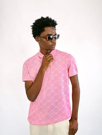 Pink Full Print Polo