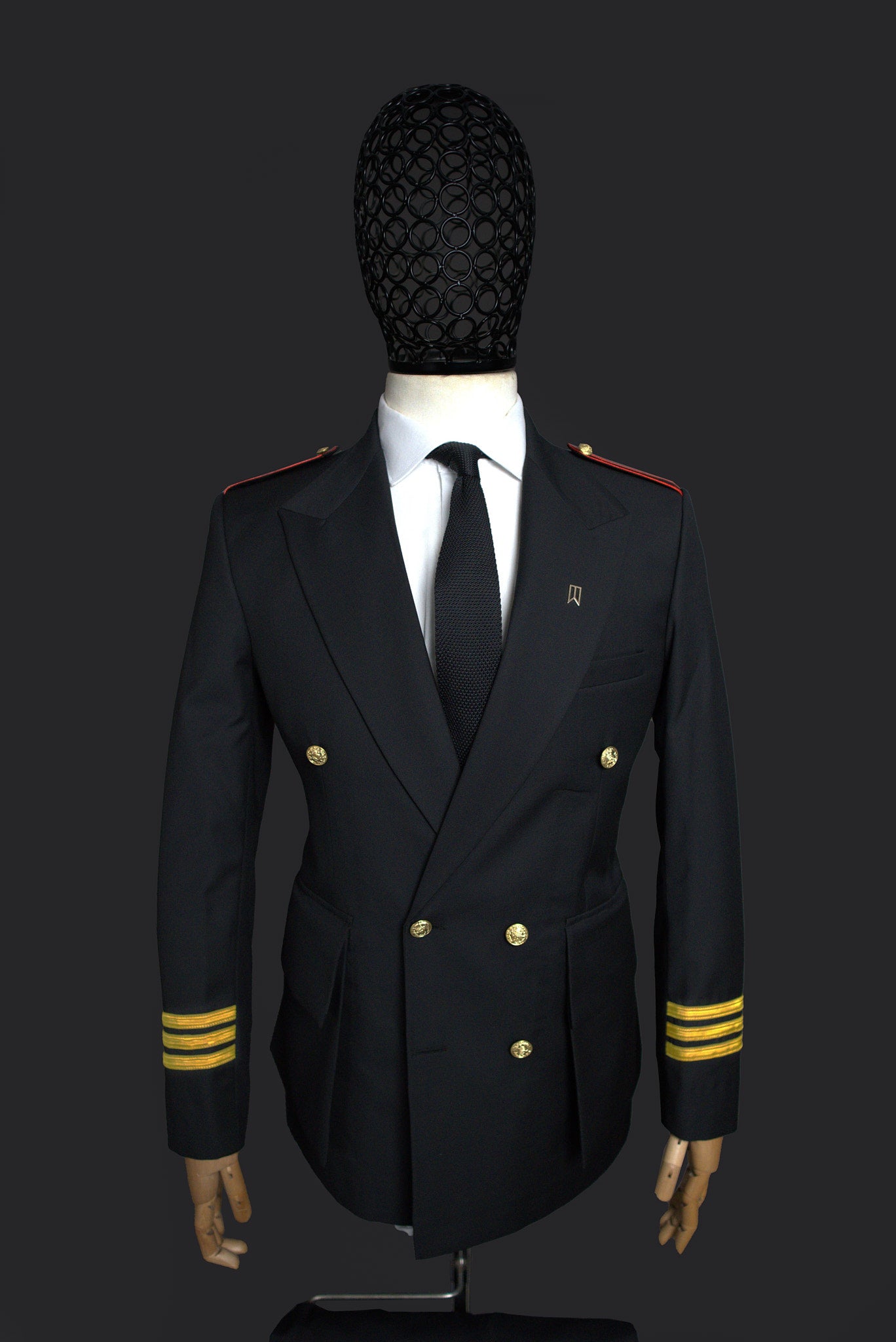 Black Double Breasted Custom Military Suit