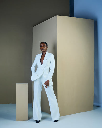 Ivory Double Breasted Notch Lapel Suit
