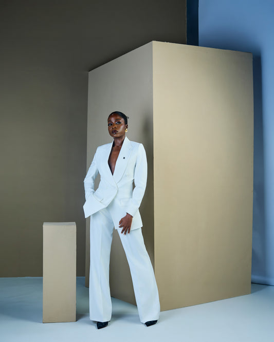 Ivory Double Breasted Notch Lapel Suit