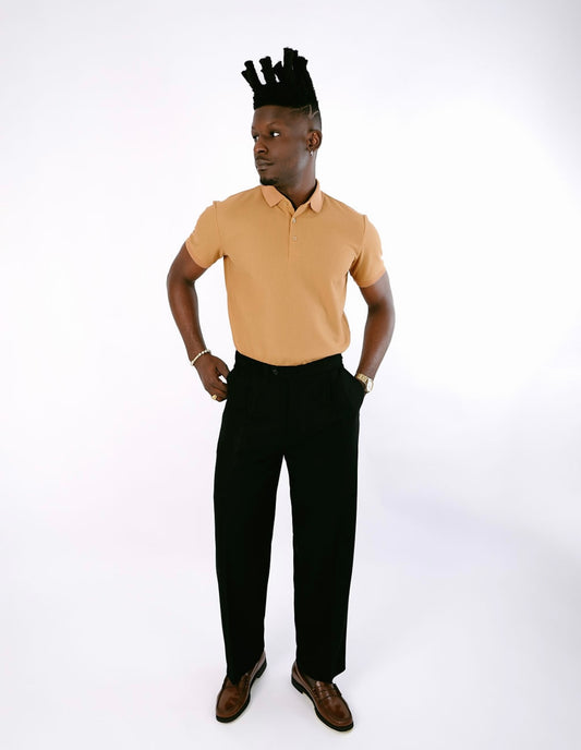 Brown Knitted Button Polo