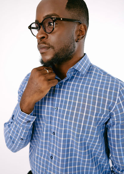 Midnight blue checkered shirt