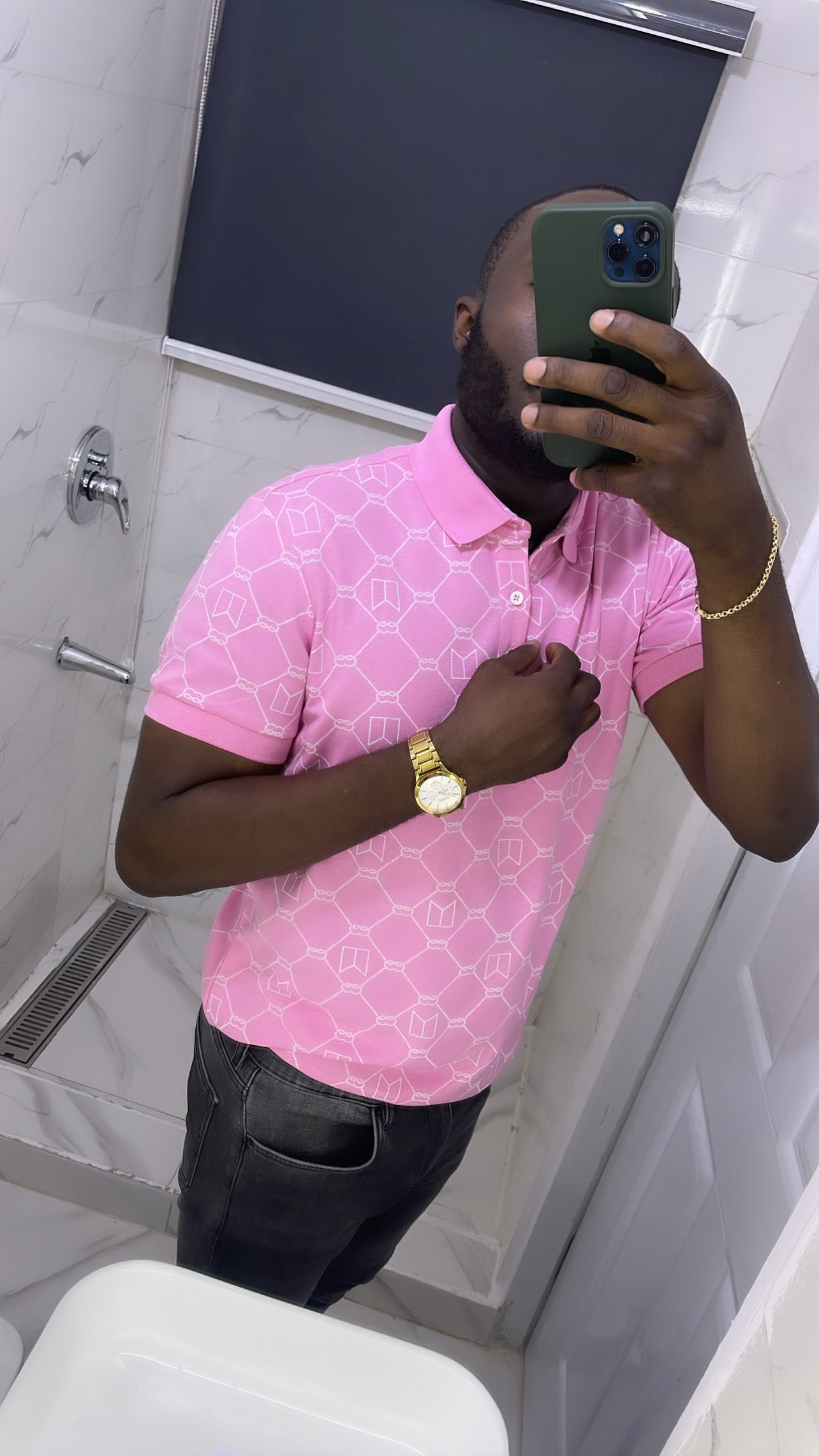Pink Full Print Polo