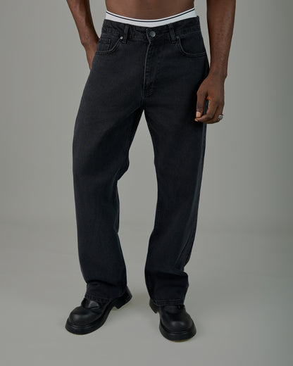 Black wide leg jeans