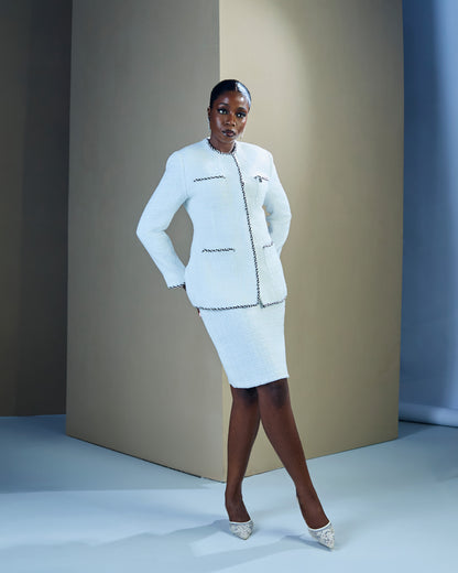 Ivory Luxe Tweed Jacket and Skirt