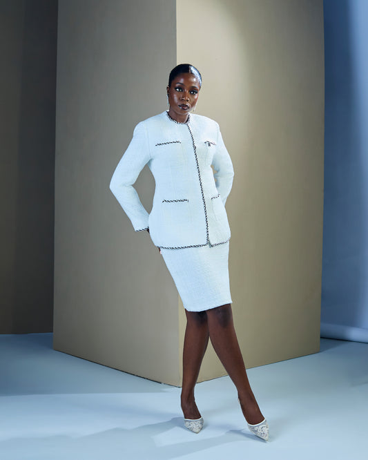 Ivory Luxe Tweed Jacket and Skirt