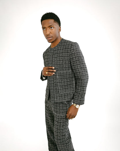 Black Tweed Trucker Jacket and Pants