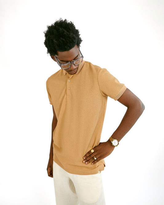 Brown Knitted Button Polo