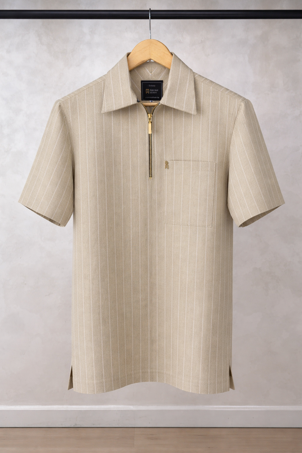 Brown Stripe Zipper Shirt