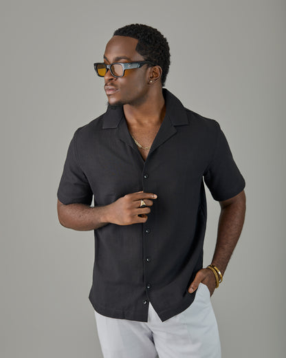 Black linen safari shirt